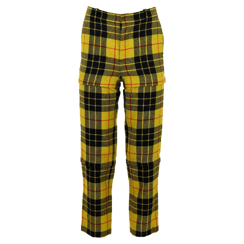 women's comfy lounge pants -Balenciaga Tartan Wool Straight-Leg Pants in Yellow Wool