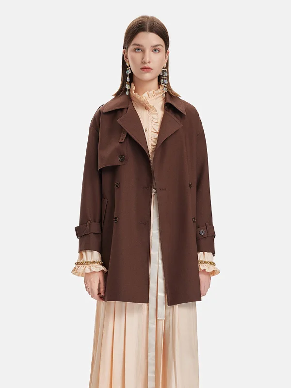 women's wool coats -Classic Lapel Oversized Trench Coat