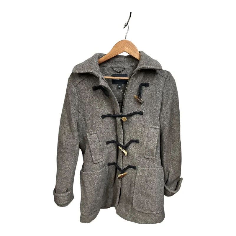 women's double-breasted coats -Coat Peacoat By Banana Republic In Grey, Size: S