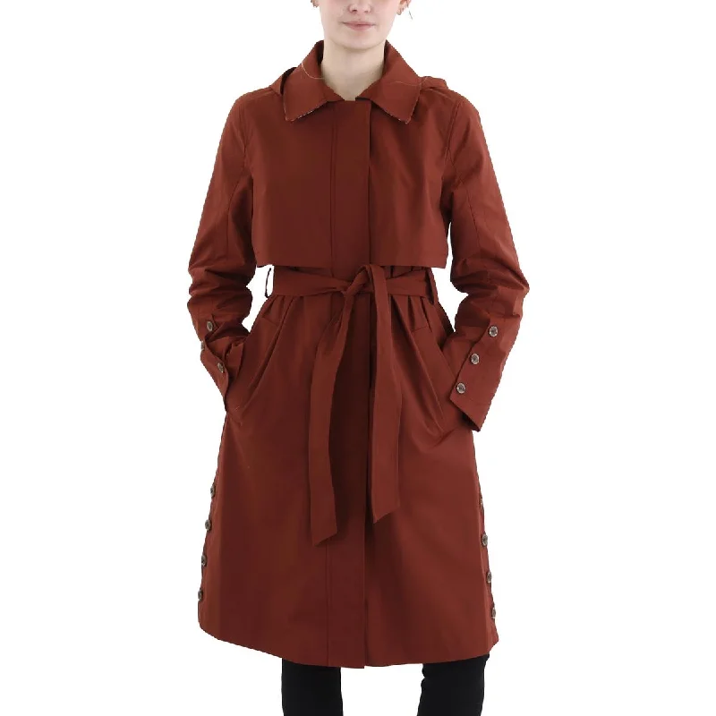 casual hooded coats for women -Sam Edelman Womens Lightweight Midi Trench Coat