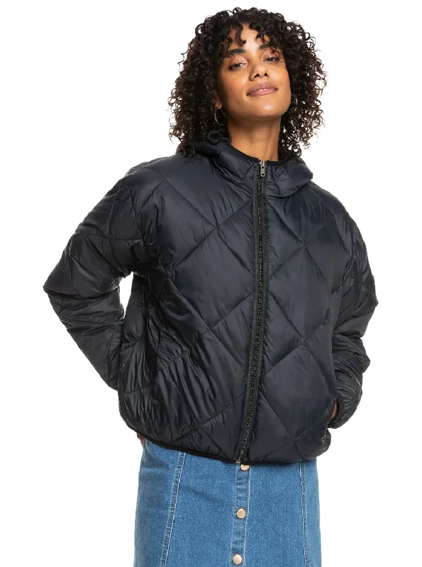 longline coats for women -Wind Swept Lightweight Hooded Packable Jacket - Anthracite