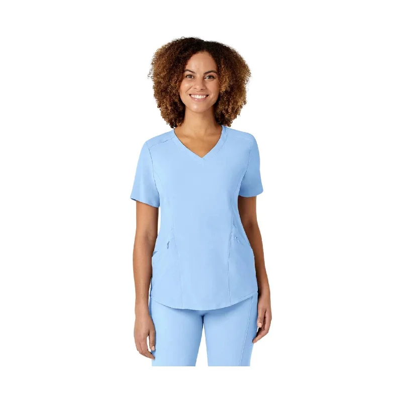 stylish tops for ladies -WonderWink Women's Renew V Neck Scrub Top - Powder Blue - ONLINE STORE CREDIT/EXCHANGE ONLY