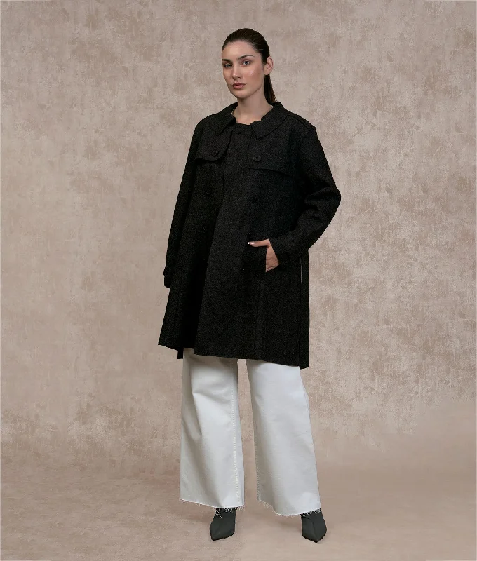 tailored coats for women -Felted Trench Coat