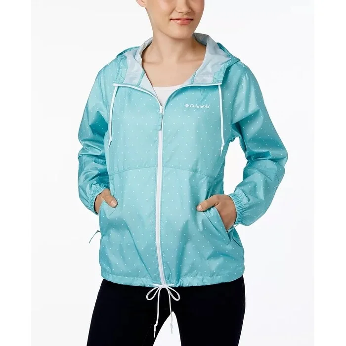 office coat blazers for women -Columbia Women's Flash Forward Omni-Shield™ Hooded Windbreaker Turq/Aqua Size Large