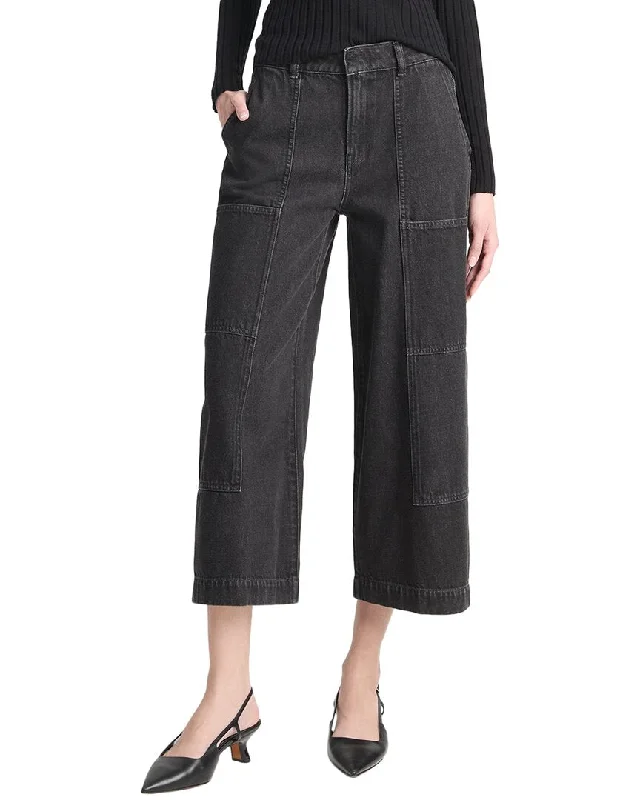 women's cargo capri pants -Vince Mid Rise Utility Crop Wide Pant