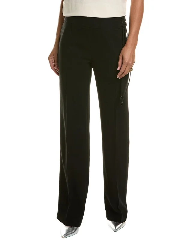 pleated fabric pants for women -Elie Tahari Crepe Side Tie Pant