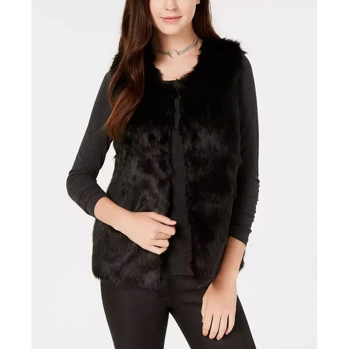 women's faux leather coats -Say What? Juniors' Faux-Fur Vest arge