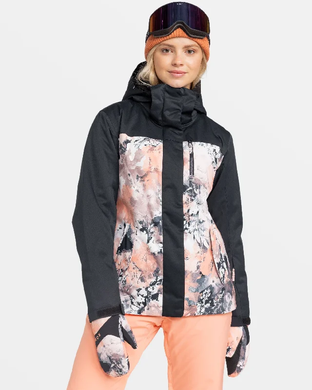 plus size winter coats for women -Roxy Jetty Snow Jacket - Peach Pink Dreamy Picture