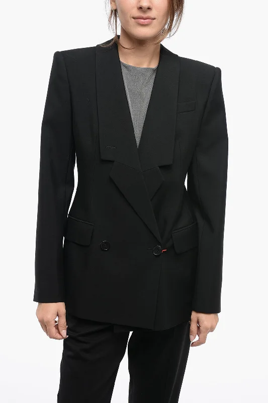 casual blazer jackets for women -Alexander Mcqueen Double-Breasted Slim Fit Wool Blazer