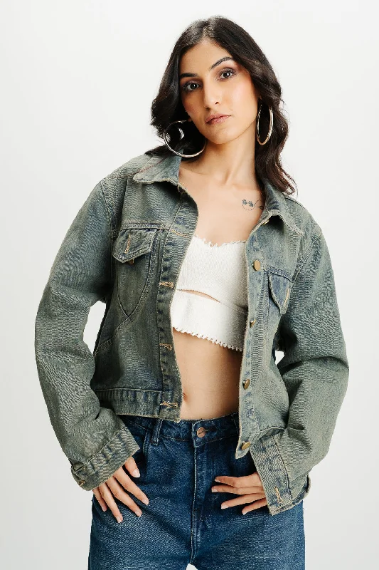 cozy cardigans for women -Button Me Up Denim Jacket