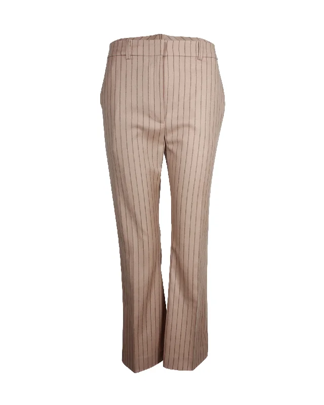 relaxed work pants for women -Altuzarra Striped Trousers in Beige Virgin Wool