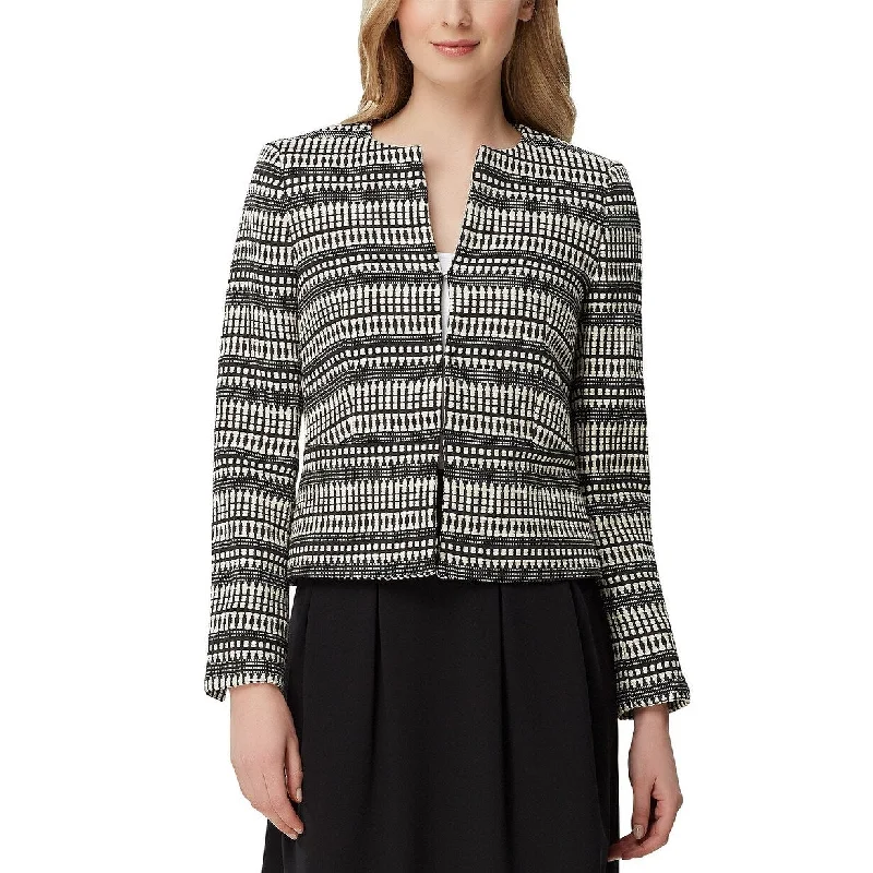 women's long cardigan coats -Tahari Asl Women's Jacquard Peplum Jacket Dark Gray Size 12