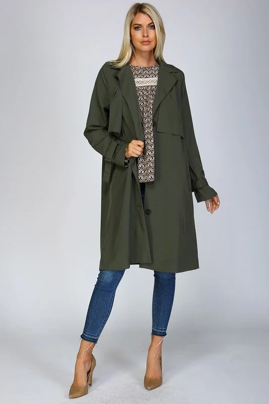 classic wool trench coats for women -Single Breasted Trench Coat