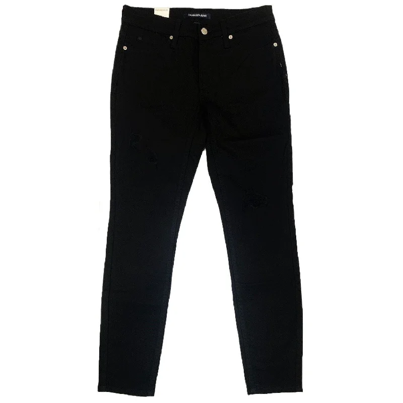 casual cropped denim pants for women -Calvin Klein Women's Mid Rise Skinny Leg Jeans Black Size 28" x 30" - 28" x 30"