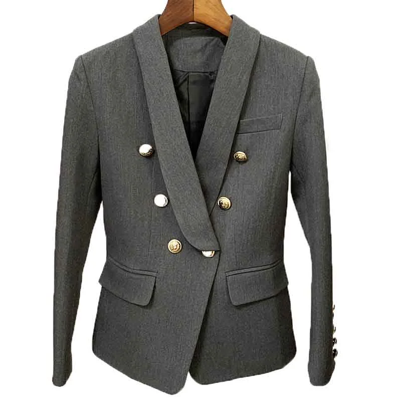 women's cardigan coats -Women's Coats Grey Jacket Long Sleeves Blazer Breasted Coat