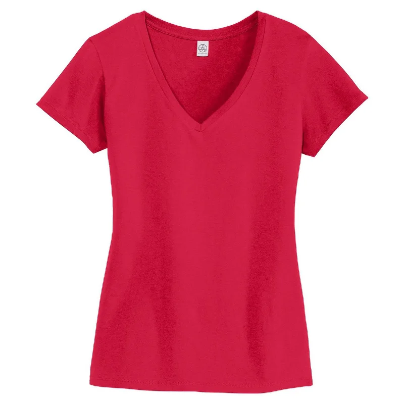 cozy women's tops -Alternative Women's Apple Red Legacy V-Neck T-Shirt