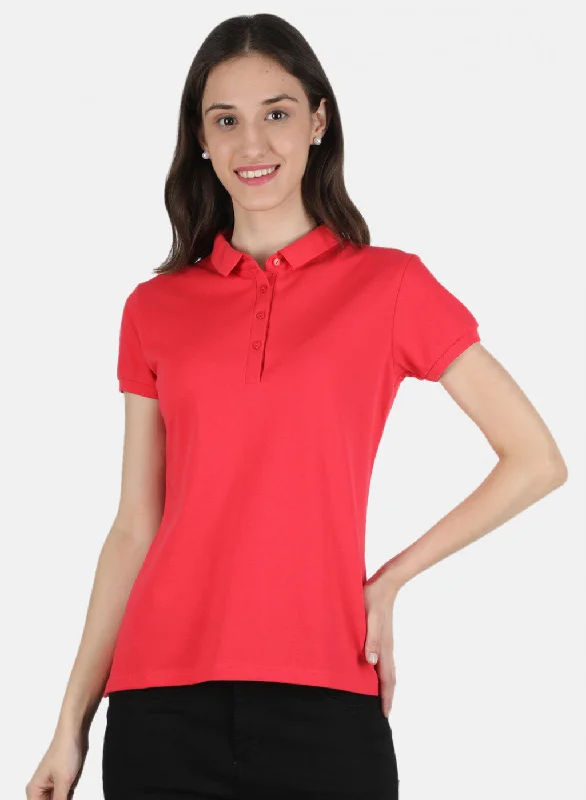 women's chiffon tunics -Women Pink Plain T-Shirt