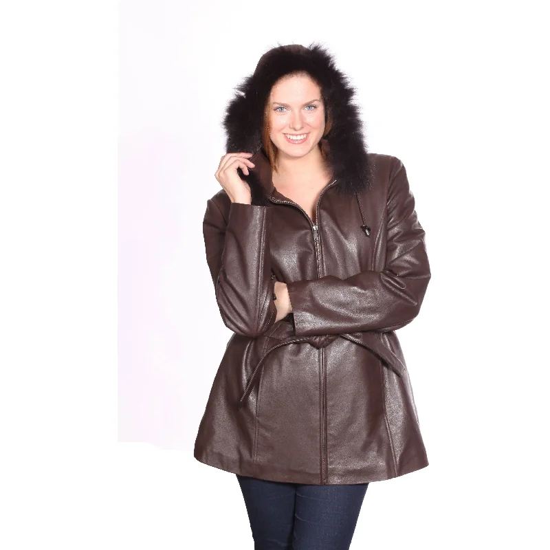 women's faux shearling jackets -Mason & Cooper Women's Leather Jacket with Zip Out Hood