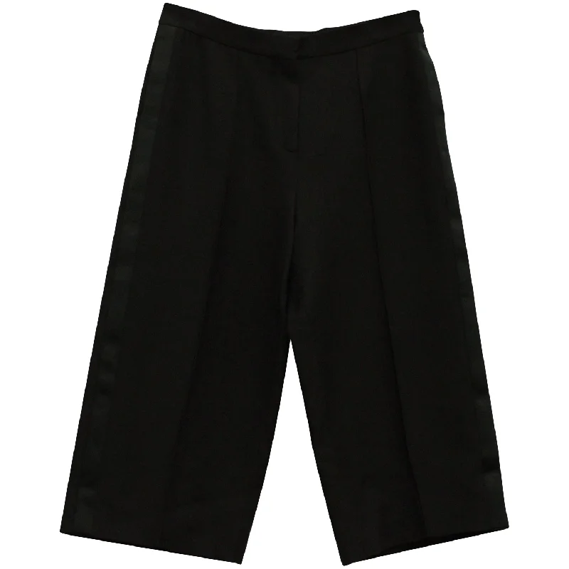 high-waisted leggings for women -Valentino Cropped Wide Leg Pants in Black Wool