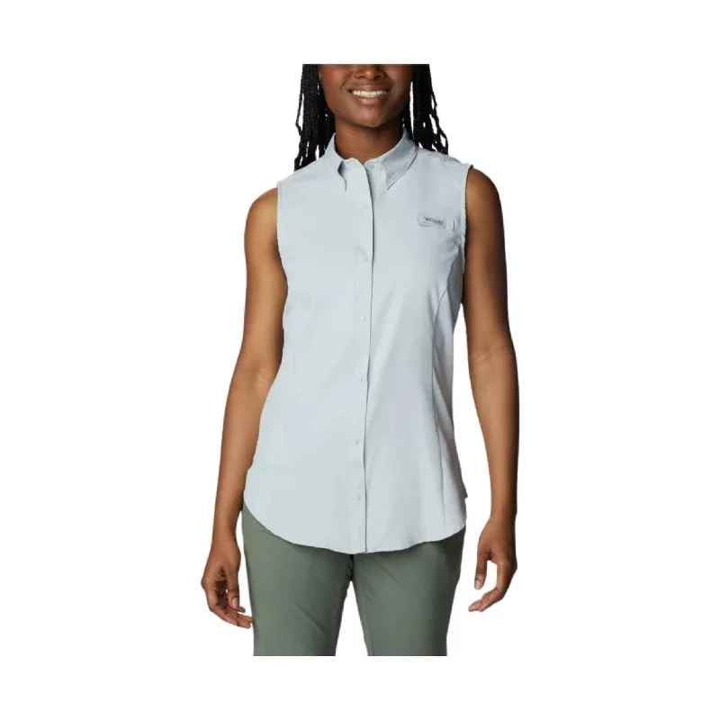 elegant evening tops for women -Columbia Women's PFG Tamiami Sleeveless Shirt - Cool Grey FINAL SALE