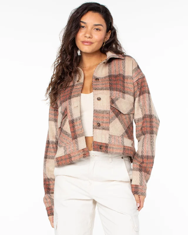 women's trench coats for fall -Township Plaid Jacket - Desert Flower