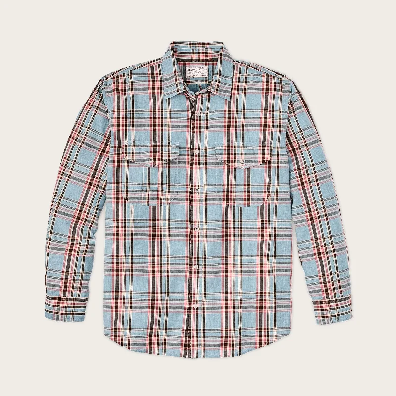 casual plaid shirts for women -FILSON'S WASHED FEATHER CLOTH SHIRT