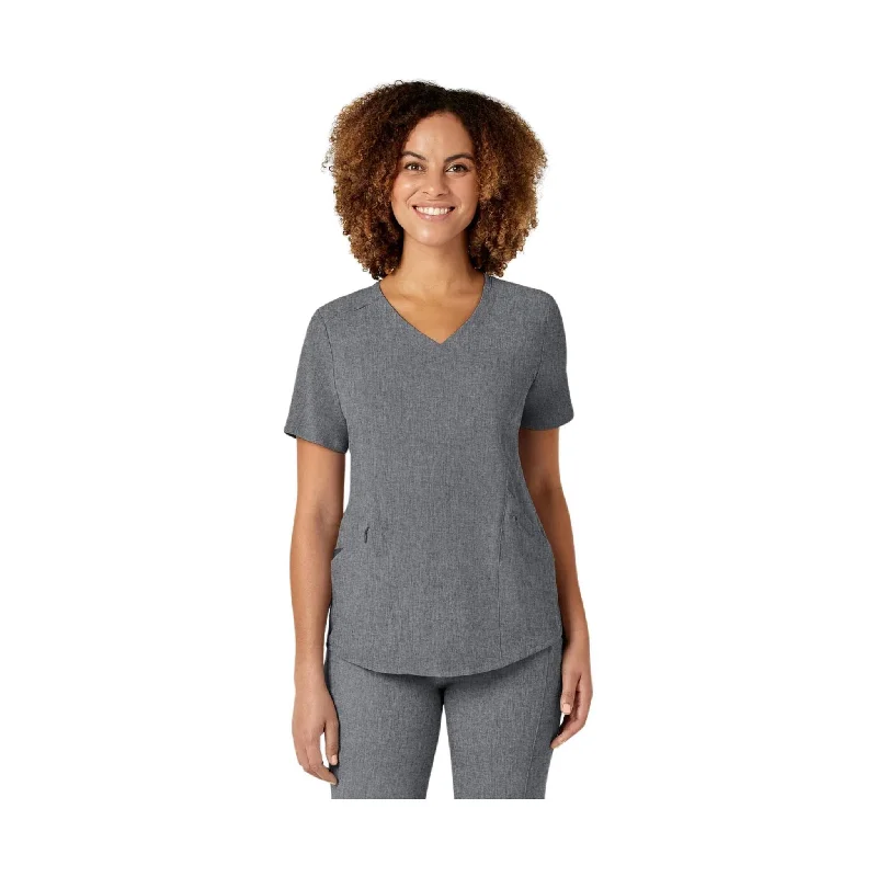 women's v-neck shirts -WonderWink Women's Renew V Neck Scrub Top - Grey Heather