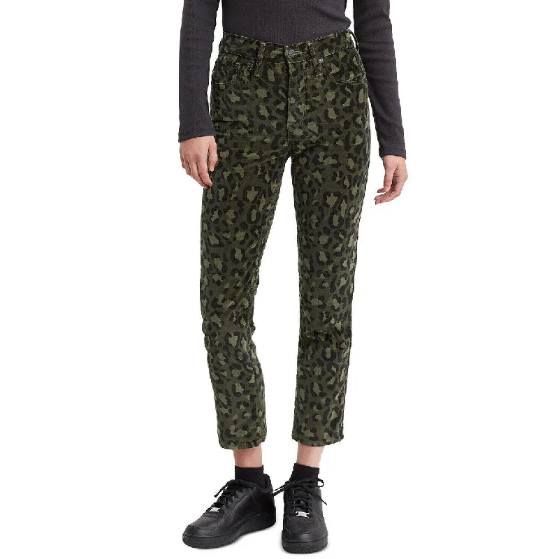 sporty leggings for women -vi's Women's Limited 724 Printed Cropped Jeans Green Size 24 - Square 24