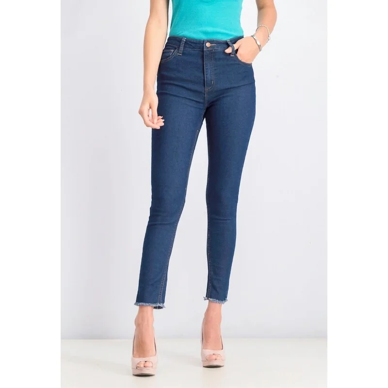 women’s tapered fit pants -Tinseltown Juniors' High Rise Skinny Jeans Dark Blue Size 9