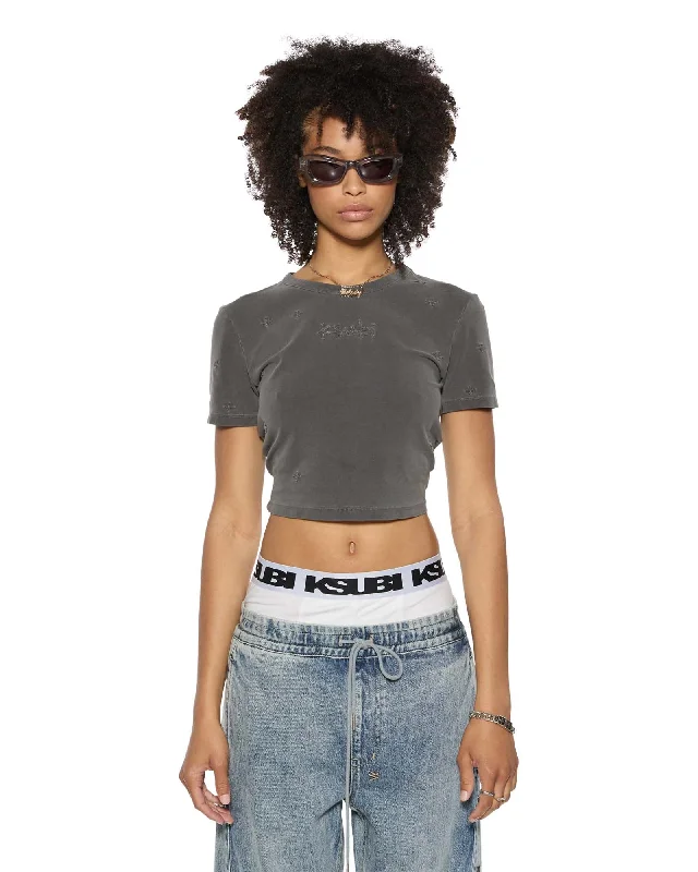 sporty tops for women -1999 PLUS BABY SS TEE CHARCOAL