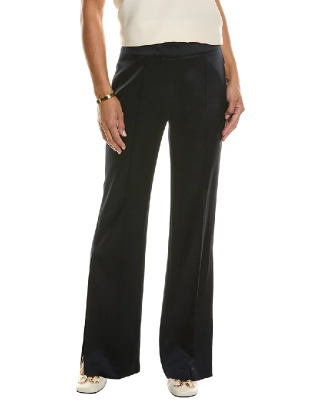 casual tie-waist pants for women -Elie Tahari Satin Side Slit Pant