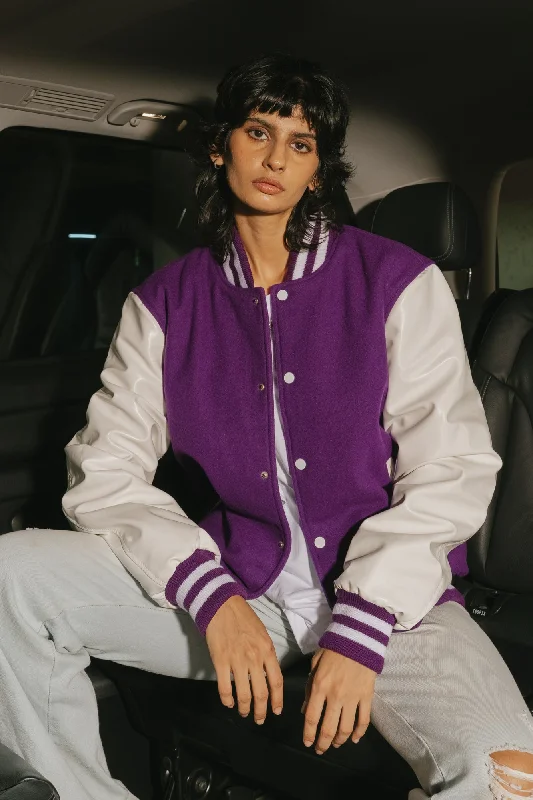 women's corduroy jackets -Mardi Gras Varsity Jacket