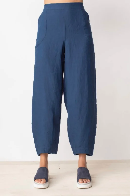 sporty leggings for women -Linen Lantern Pant In Navy