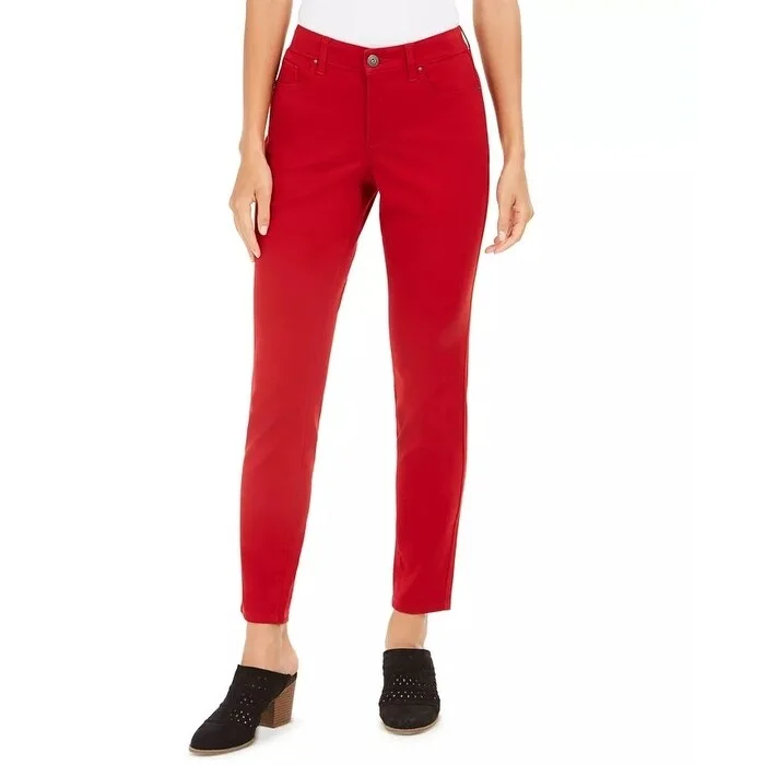 soft fleece pants for women -Style & Co Women's Curvy-Fit Skinny Fashion Jeans Red Size 6