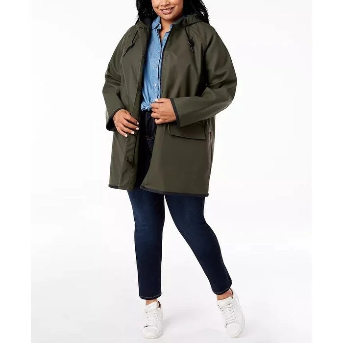 women's military jackets -Levi's Women's Plus Size Hooded Rain Jacket Green Size 1X