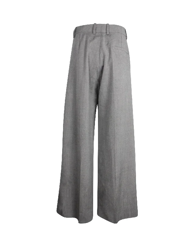 stretchy capris for women -Christian Dior dior Wide Leg Pants in Grey Virgin Wool