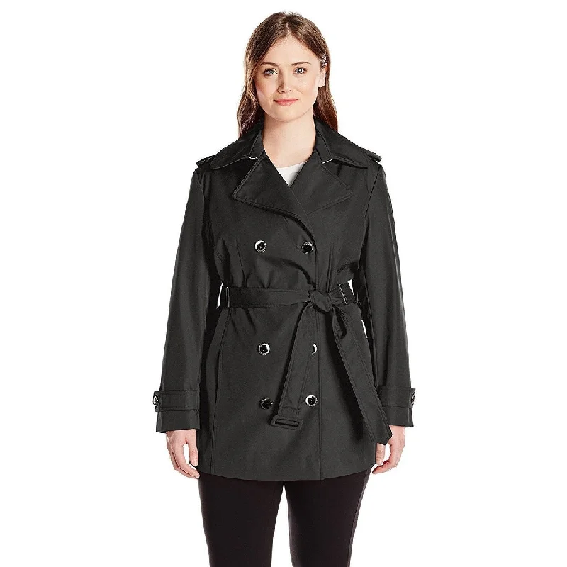 warm winter jackets for women -Calvin Klein Petite Double-Breasted Belted Black in Size PXL