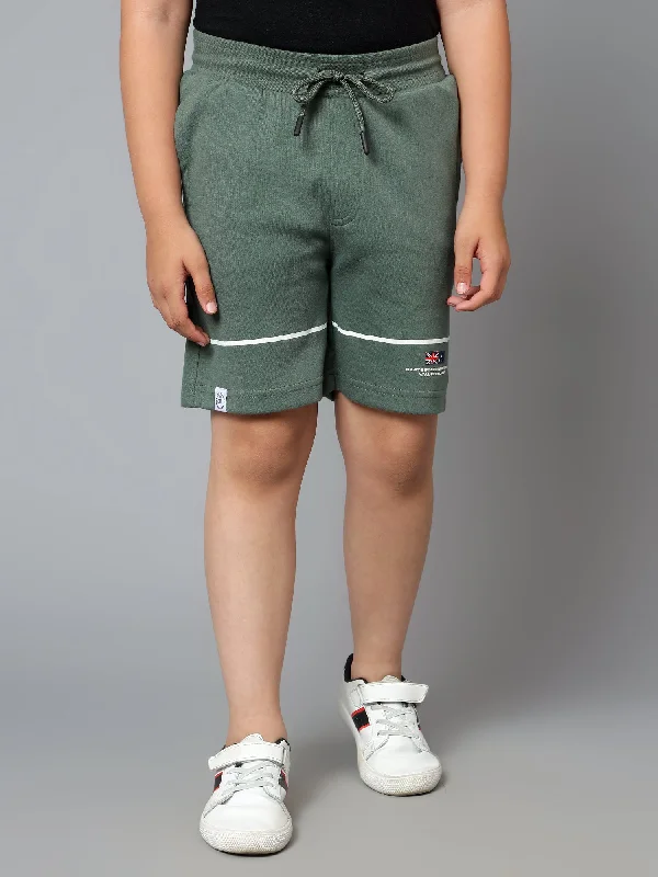 women's v-neck shirts -Boy's Green Printed Bermuda Shorts