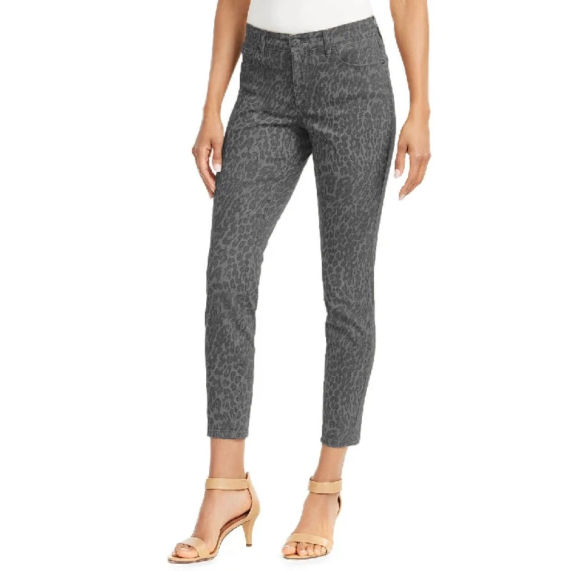 women's comfy lounge pants -Style & Co Women's Curvy-Fit Skinny Printed Jeans Med Gray Size 10