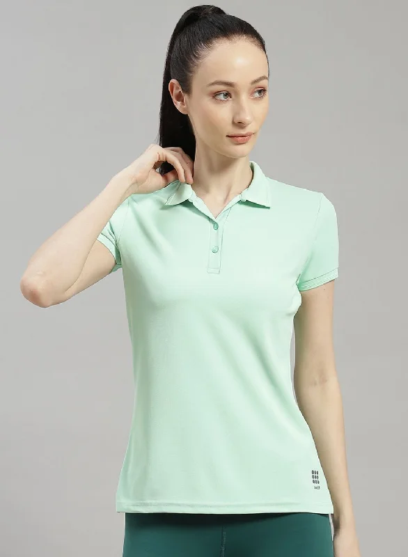 women's silk tops -Women Green Solid T-Shirt