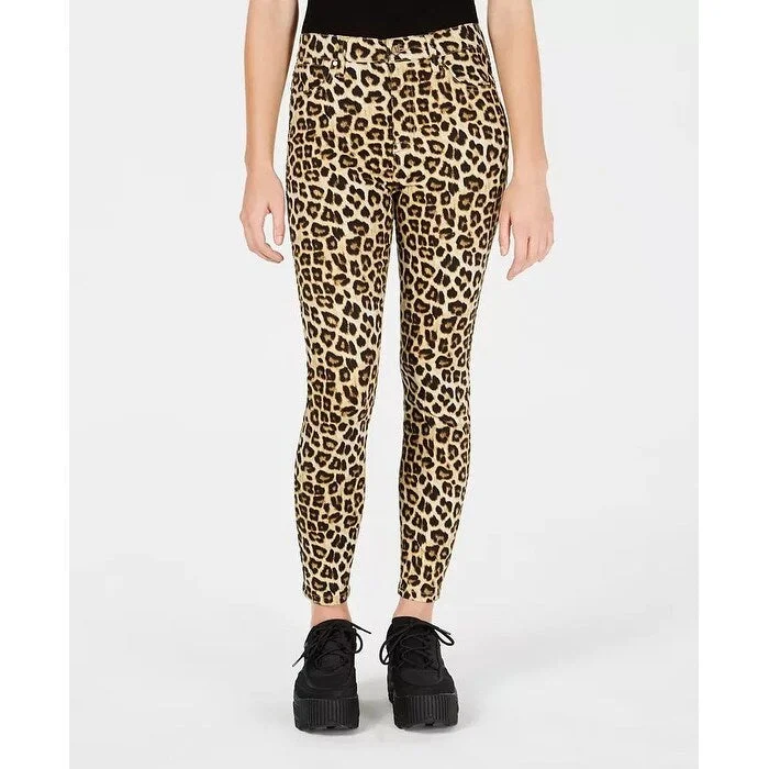 women's athletic pants -Celebrity Pink Juniors' Cheetah-Print Skinny Ankle Jeans Assorted Size 13