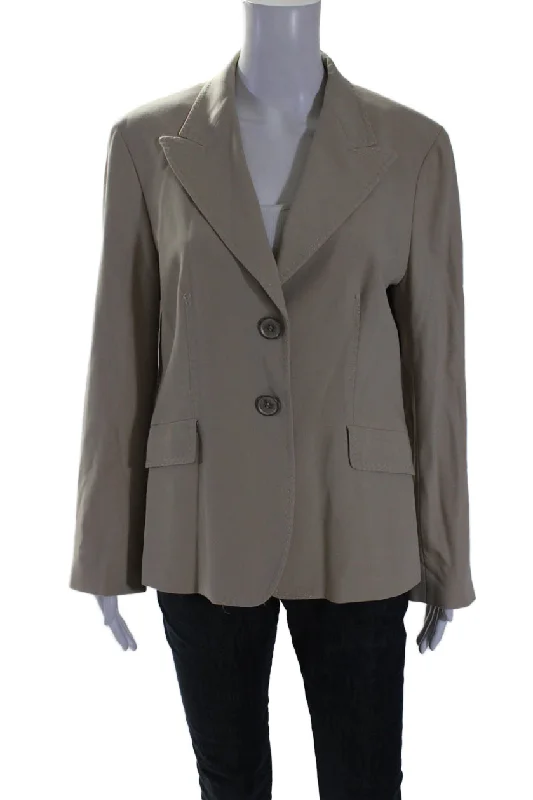 windproof jackets for women -Max Mara Women's Collared Long Sleeves Line Two Button Blazer Beige