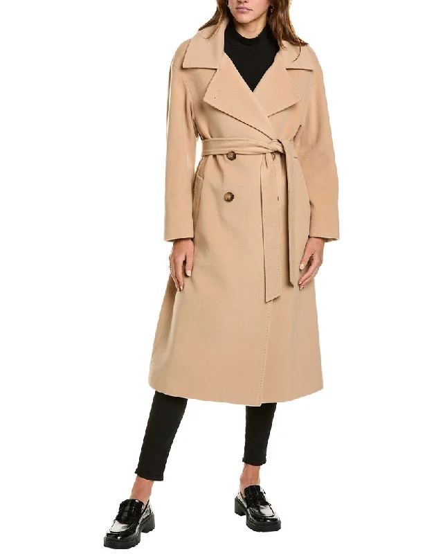 trench coat with hood for women -Cinzia Rocca Icons Long Wool & Cashmere-Blend Trench Coat