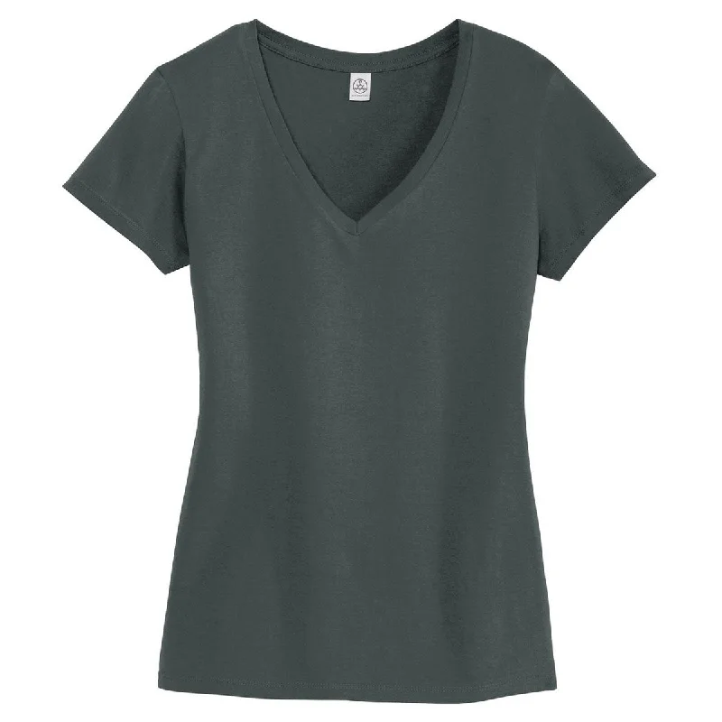 women's henley shirts -Alternative Women's Deep Charcoal Legacy V-Neck T-Shirt