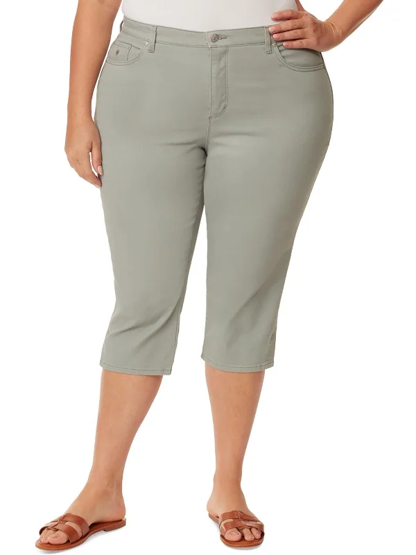 relaxed fit cargo pants for women -Plus Amanda Womens Denim Classic Rise Capri Jeans