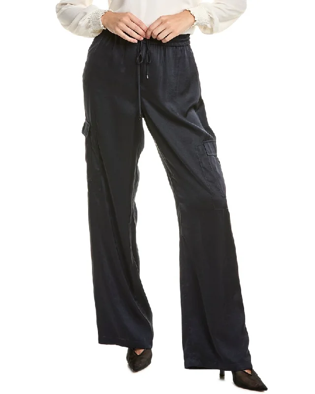 casual pants for women -Elie Tahari Relaxed Satin Cargo Pant