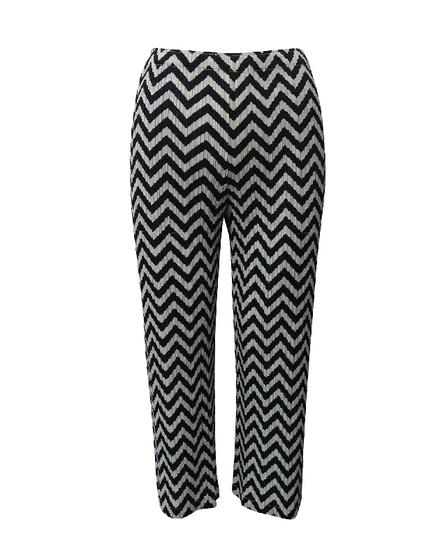 casual pants for women -Pleats Please Zigzag Print Pants in Multicolor Polyester