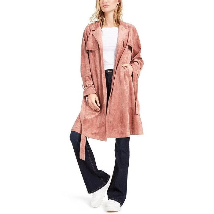 women's faux fur coats -OAT Women's Blush Trench Coat Pink Size Medium