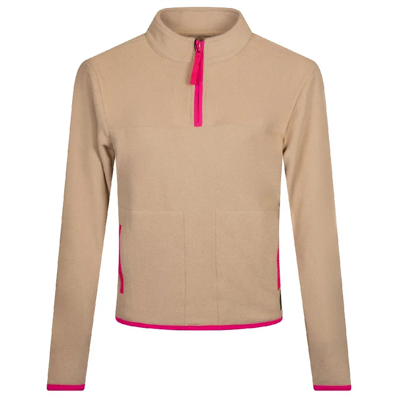 trendy coat jackets for women -Womens Double Fleece Layering Jacket Cream/Pink - AW24