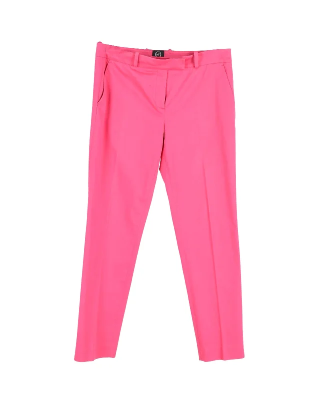 stretchy capris for women -Alexander McQueen Cropped Trousers in Pink Cotton